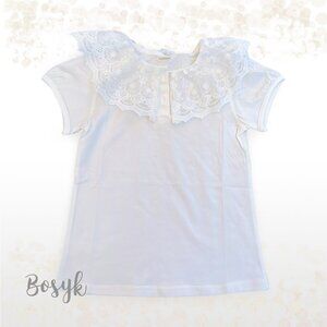 NEW -Lace T Shirt -T Shirt Toddler -T Shirt White - T Shirt Trendy -Girls Blouse